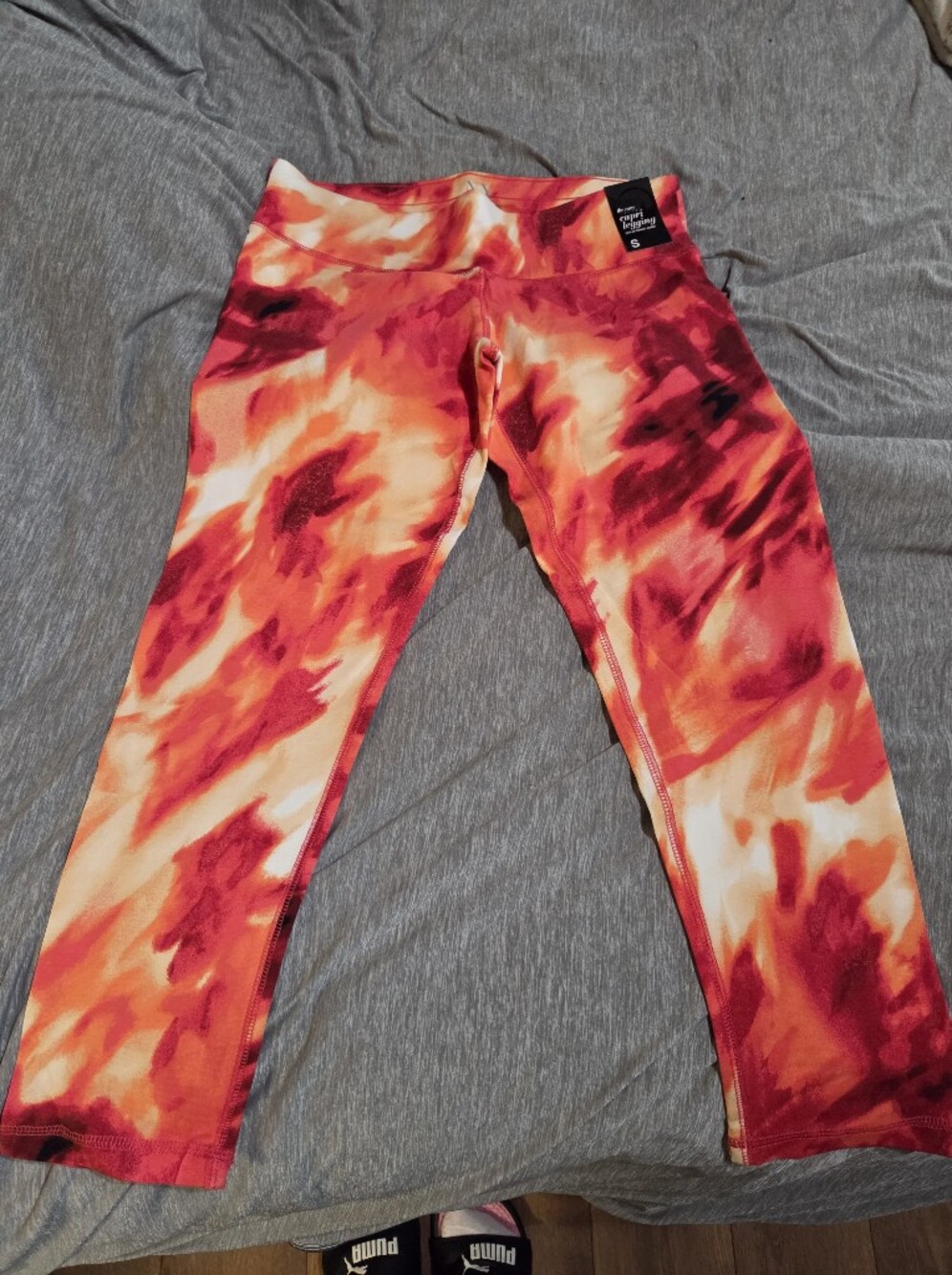New York & Company Red and Orange Tie-Dye Leggings